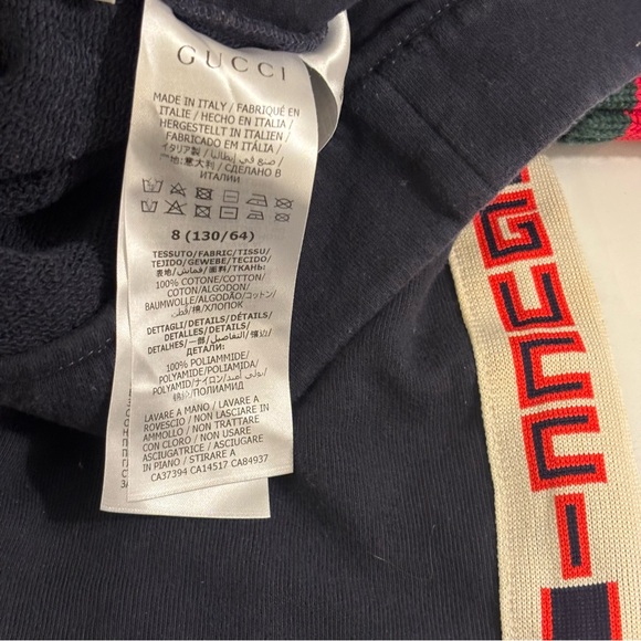 Gucci Navy Technical Jersey Track Suit with the signature Web Stripe Trim Size 8 - Picture 4 of 11